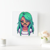 Aqua girl vierkante klok (Huis)