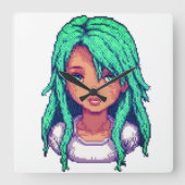 Aqua girl vierkante klok (Voorkant)