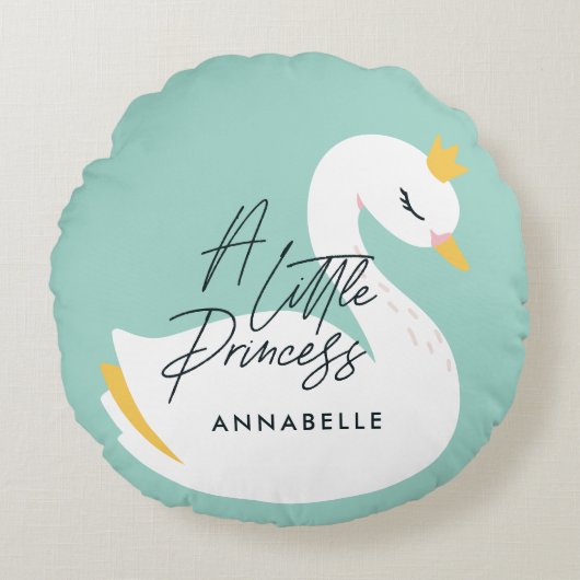 Aqua girly elegant foto-mooie zwaan rond kussen (Voorkant)