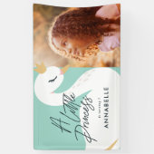 Aqua girly-elegant fotofeestje spandoek (Verticaal)