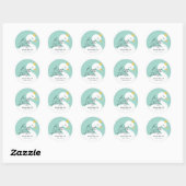 Aqua girly elegant mooi zwaan baby shower ronde sticker (Vel)