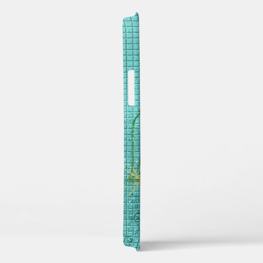 Aqua Girly Gold Glitter Peacock Monogram Case-Mate iPhone Case (Achterkant / Rechts)