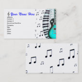 Aqua gitaar pianoklavier & notities Visitekaartje (Voorkant / Achterkant)