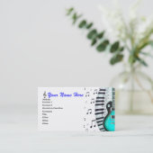 Aqua gitaar pianoklavier & notities Visitekaartje (Staand voorkant)