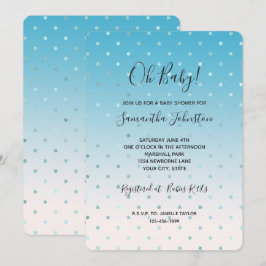 Aqua Glam Dots Ombre Baby Shower Kaart