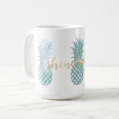 Aqua Glam Glitzy Ananas Shine Koffiemok (Voorkant links)