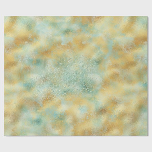 Aqua Glam Gold Glitz Sparkle Cadeaupapier (Vlak)