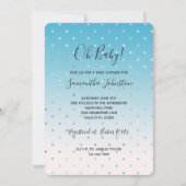 Aqua Glam Stippen Ombre Baby shower Kaart (Voorkant)