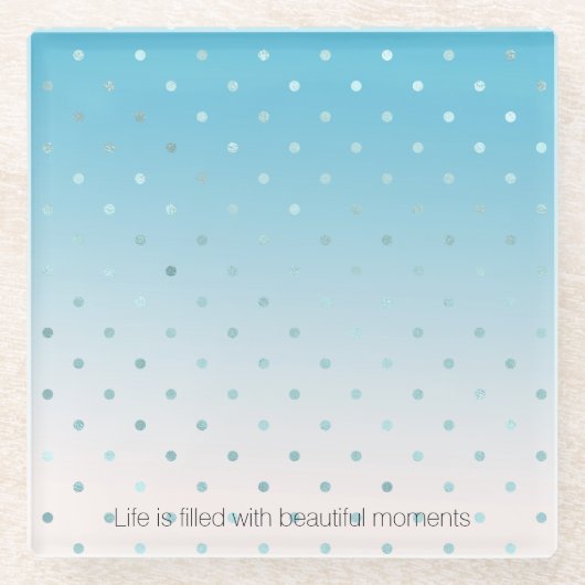 Aqua Glam Stippen Ombre Glazen Onderzetter (Voorkant)