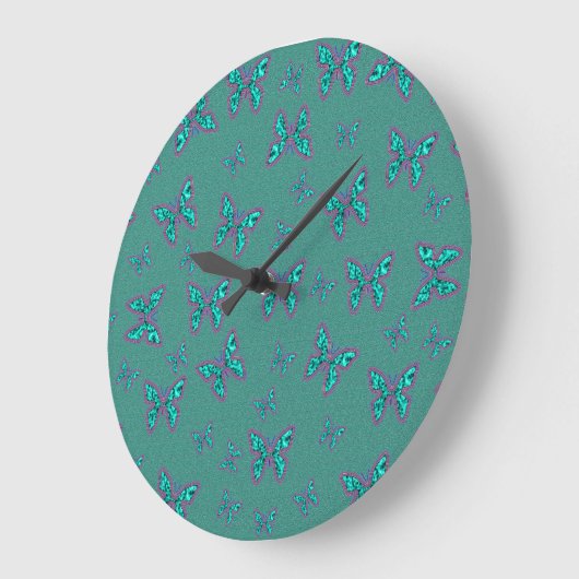 Aqua Glass Butterflies Large Clock Grote Klok (Hoek)