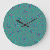 Aqua Glass Butterflies Large Clock Grote Klok (Voorkant)