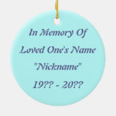 Aqua Glass Flower Memorial Ornament (Achterkant)