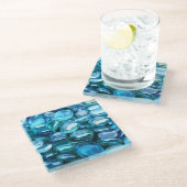 Aqua Glasstenen Glazen Onderzetter (Schuin)