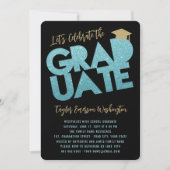 Aqua Glitter Afstuderen Cutout Graduation Party Kaart (Voorkant)