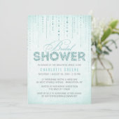 Aqua Glitter Bekijk Bridal Shower Uitnodiging (Staand voorkant)