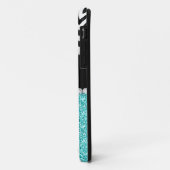 AQUA GLITTER BLACK CHEVRON MONOGRAMMED Case-Mate iPhone CASE (Achterkant/links)