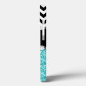 AQUA GLITTER BLACK CHEVRON MONOGRAMMED Case-Mate iPhone CASE (Achterkant / Links)