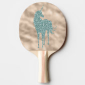 Aqua Glitter Eenhoorn Geweldige gepersonaliseerd Tafeltennisbatje (Achterkant)