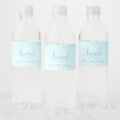 Aqua Glitter, Glam Sweet 16 Waterfles Etiket (Flessen)