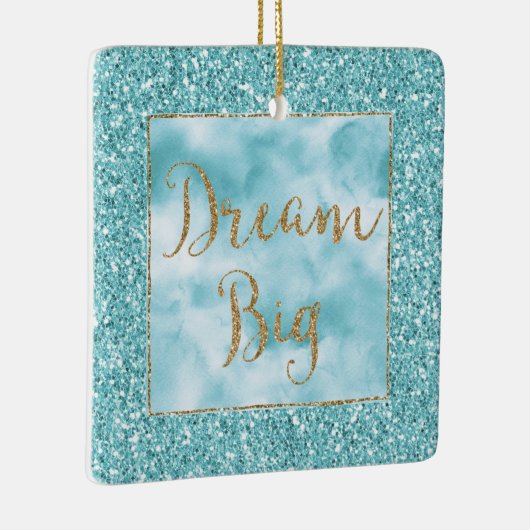 Aqua Glitter Gold Dream Keramisch Ornament (Rechts)