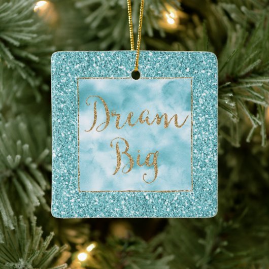 Aqua Glitter Gold Dream Keramisch Ornament (Boom)