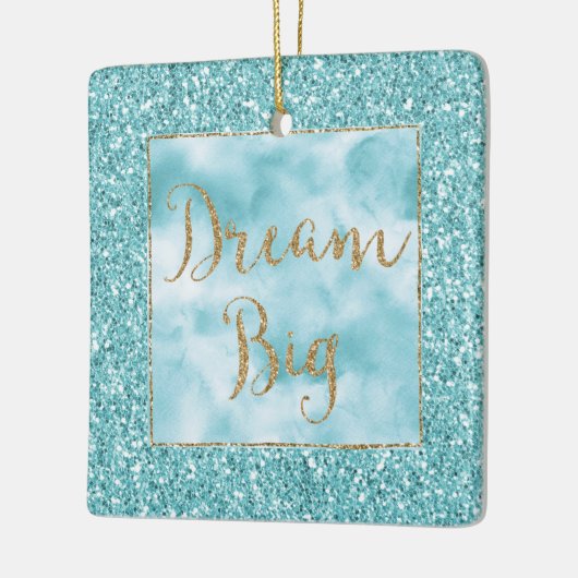 Aqua Glitter Gold Dream Keramisch Ornament (Links)