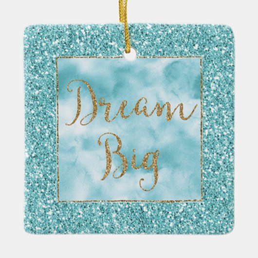 Aqua Glitter Gold Dream Keramisch Ornament (Voorkant)