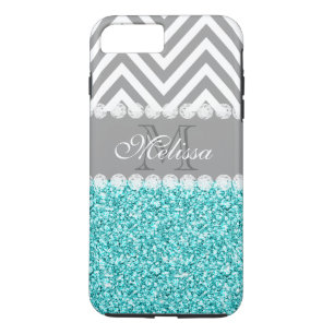 AQUA GLITTER, GRAY CHEVRON, MONOGRAMMER Case-Mate iPhone CASE