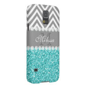 AQUA GLITTER, GRAY CHEVRON, MONOGRAMMER Case-Mate SAMSUNG GALAXY HOESJE (Back/Rechts)