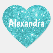 Aqua Glitter Heart
