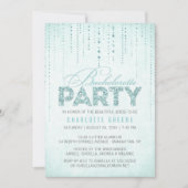 Aqua Glitter Kijk Bachelorette Party Uitnodiging (Voorkant)