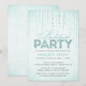 Aqua Glitter Kijk Bachelorette Party Uitnodiging (Voorkant / Achterkant)