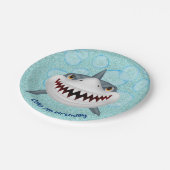 Aqua Glitter Kinder Shark Birthday Paper Borden Papieren Bordje (Gekanteld)