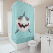 Aqua Glitter Kinder Shark Shower Curtain Douchegordijn (In situ)