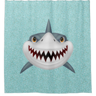 Aqua Glitter Kinder Shark Shower Curtain Douchegordijn