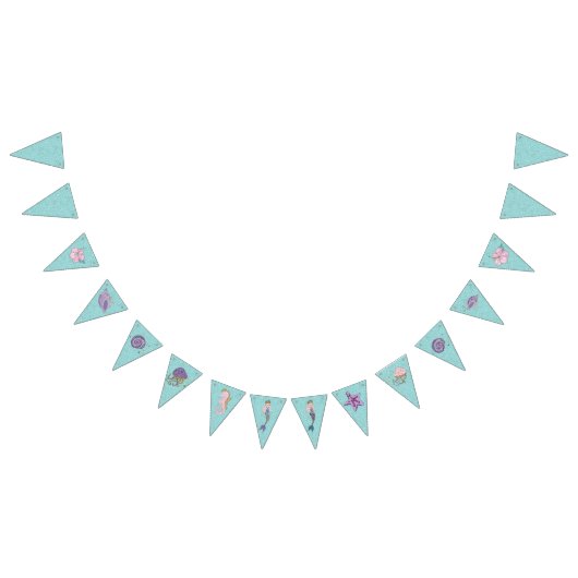 Aqua Glitter Mermaid Party Bunting Banner (Alle)