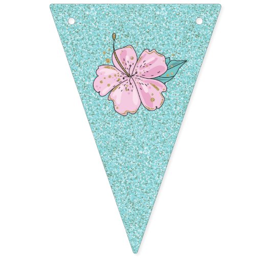 Aqua Glitter Mermaid Party Bunting Banner (Derde vlag)