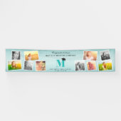 Aqua Glitter Monogram 10 Foto Graduation Party Spandoek (Horizontaal)