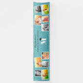 Aqua Glitter Monogram 10 Foto Graduation Party Spandoek (Verticaal)