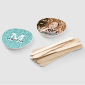 Aqua Glitter Monogram Hand Fan Handwaaier (Niet-gemonteerd)