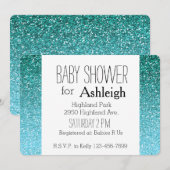 Aqua Glitter Ombre baby shower Kaart (Voorkant / Achterkant)