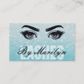 Aqua Glitter Ombre Lash Tech QR-code scanbaar Visitekaartje (Voorkant)