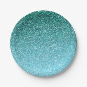 Aqua Glitter Ombre Papieren Bordje (Voorkant)