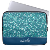 Aqua Glitter Pattern - Gepersonaliseerd Laptop Sleeve (Voorkant)
