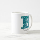 Aqua Glitter Pattern Letter B name Mok (Voorkant rechts)
