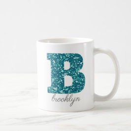 Aqua Glitter Pattern Letter B name Mok