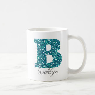 Aqua Glitter Pattern Letter B name Mok
