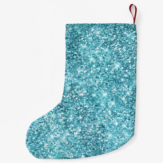 Aqua Glitter Sparkle Eenhoorn Naam Kleine Kerstsok (Achterkant)