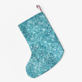 Aqua Glitter Sparkle Eenhoorn Naam Kleine Kerstsok (Achterkant (Hangend))