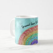 Aqua Glitter Sparkle Gold Rainbow Koffiemok (Voorkant links)